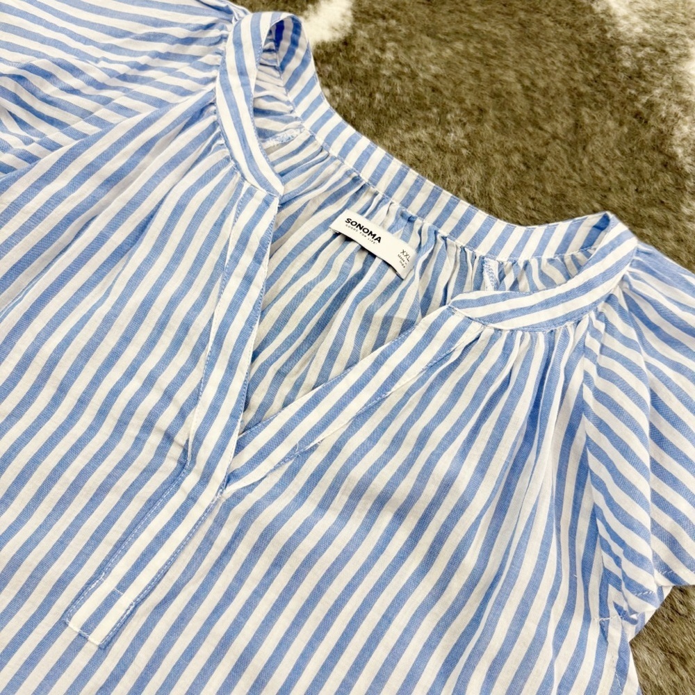 NWT Striped Flutter Sleeve Top XXL - Picture 3 of 11